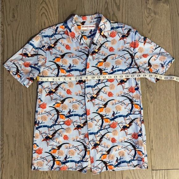 Orlebar Brown Men's Floral Shirt - Light Blue and Orange - Picture 2 of 5